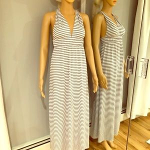 Gray & white striped maxi